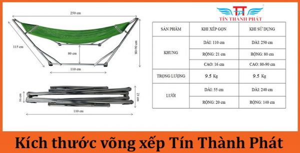 kích thước võng xếp